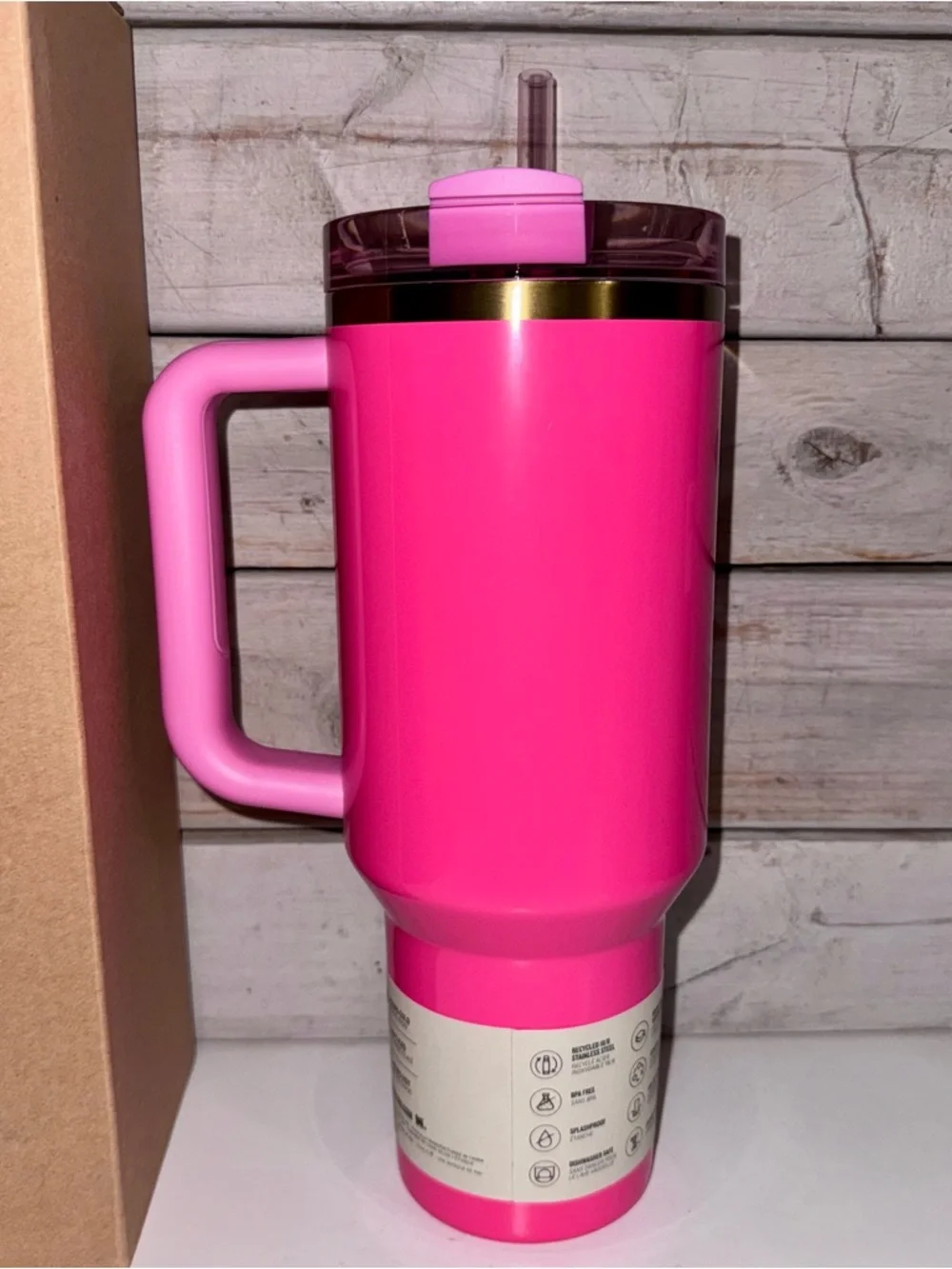 Stanley Quencher 40 oz Tumbler - Pink Parade - Brand New In Box! Pink / Gold - Picture 3 of 9